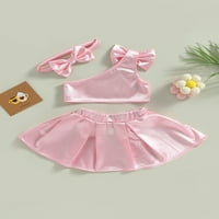 Wassery Toddler Baby Girl Summer Outfits 6m-4T Bowknot Crop Top A-line suknje Set Little Kids Boho Birthday