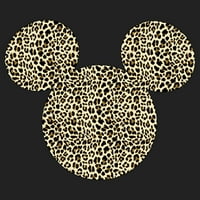 Junior's Mickey & Friends Cheetah Print Mickey Mouse Logo Festival Grafički grafički grafički drveni ugalj Veliki