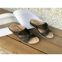 Difumos Dame Soft Open TOE klinovi sandale Lagane vintage slajdova i vanjski nonsi papuče bez leđa