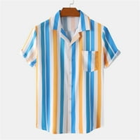 Forestyashe muške majice Ljeto muško plaža Striped Print Kubanska košulja kratkih rukava majica s kratkim