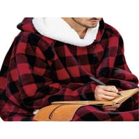 Nosivi flanel pokrivačica, prevelizirana dukserica s šerpa sa džepnim rukavima, toplom plišanom pokrivačem