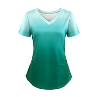 Ženske gradijentne boje Casual majice Ljetni vrhovi Casual kratkih rukava V-izrez Loose Tee vrhovi bluze
