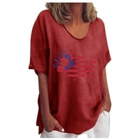 Ženski vrhovi ženske ljetne neovisnosti Dnevni uzorak bluza okrugli vrat kratki rukav udobni majica