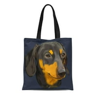 Platno torba boja crno-hrhs dlackshund psi za ponovni torba za ponovnu upotrebu na ramena Trgovinske