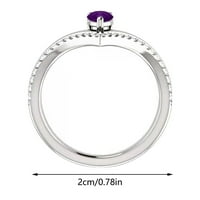 Clear pod $ cotonie prstenovi za žene Dame Geometrijski prsten ljubičasti cirkonijski dijamantni prsten