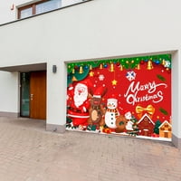 Mishuowoti 7x16ft Božićni banner garažnog poklopca vrata zimskog snjegović Santa na otvorenom velikim