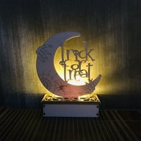 Halloween drveni DIY ukrasi sa noćnim laganim Halloween mjesecom u obliku LED ukrasnog ukrasnih ukrasa