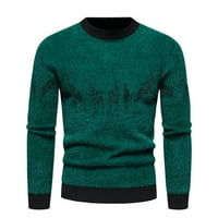 Uorcsa casual majica na dužnji jesen i zimski tiskani okrugli vrat pleteni pulover muški džemperi zeleni