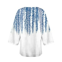 Virmaxy Lagani kardigani za žene za tisak dugih rukava Casual Tops bluza sa džepom kardigan plavom-b
