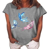 Žene Leptiri Dragonfly Print Crew Crt Majica kratkih rukava