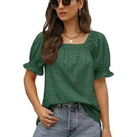 Ženske vrhove bluza Žene kratki rukav Ležerne prilike pune ljetne majice od dekolteta Green M