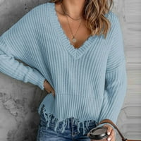 Otporni na trošenje tiskanih seksi labavih ženskih džempera svijetlo plava veličina XL