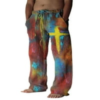 Leuncero muške opremljene jogger dno lagane vučne pantalone za lagane geometrijske hlače Stil-u m