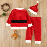 Aaiymet Set Odeća za dečake Božićne odjeće set dugih rukava majica dugih rukava Velvet Xmas Santa hlače