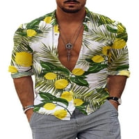 WRCNOTE MENI LONGLEVE Okrenite ovratnik na havajskim tasterima na plaži Ljetna košulja cvjetna bluza