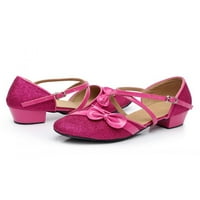 Djevojke Haljina cipele za plesne cipele Latinske cipele Mary Jane Glitter Niske potpetice Rose Red