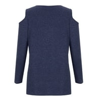 Žene Ležerne majice - Jednostavni tanki vrhovi V izrez Dugi rukav Pulover Puno hladno rame Najbolje