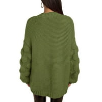 Ženski pleteni kardigan Solid Boja dugih rukava Otvoreni prednji džemper blokira labav kaput duge odjeće