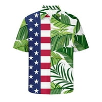 USA Flag zastava za muškarce Moderna fit kratki rukav tropski grafički grafički gumb dolje kamp ovratnik