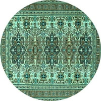 Ahgly Company Zatvoreni okrugli Perzijski tirkizni plavi tradicionalni prostirci, 7 'okrugli