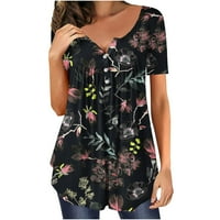 SOIGHEXZC Trendy ljetna odjeća za ženske majice kratkih rukava Labava boemska cvjetna gornja lagana