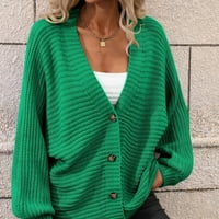 Cardigan za žene ženska jesenja zima otvoreni džemper sa prednjim kardiganom pune boje labavi pleteni kardigan pad vrhova za žene zelene l