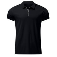 Muška majica Ljeto Muški sportski kratki rukav Golf Muški patentni zatvarač Casual Top crna S
