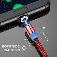 Magnetni kabl za punjenje [1FT 3FT 6FT 6FT], kabel za punjač za magnetni telefon od 360 ° sa LED svjetlom,