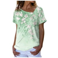 Yubatuo ženske vrhove dame cvjetni print s kratkim rukavima, majica V-izrez na vrhu majica za žene casual