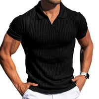 Polo majice za muškarce muške proljeće ljetne modne labave rever prugaste jame striptiz pune boje majica