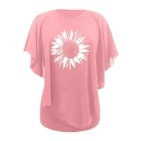 Beppter vrhovi za žene Ženska modna cvjetna print Batwing rukava Ugodna košulja Casual majica kratkih