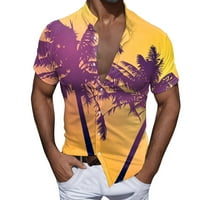 FSQJGQ Havajska majica za muškarce Tropska morska peska za bluzu na plaži Top Casual Chort rukav niz