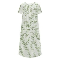 Ležerne ljetne midi haljine za žene s kratkim rukavima VACT Henley Thirt haljina Boho cvjetna print