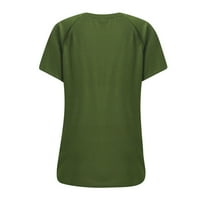 Ženske vrhove V-izrez Neovisnosti Dnevni bluza Ispisane dame Ljeto kratki rukav modni zeleni XL