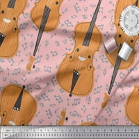 Siimoi ružičasti poliester Crepe tkanine i violine muzički instrument Tkanini otisci dvorišta široko