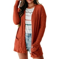 Lilgiuy Woman s dugim rukavima majica Jeseni džemper Cardigan Solid bluza vrhovi vruće ružičaste, 10
