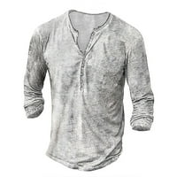 Cuhas Havajska majica za muškarce tiskane o vratu pulover dugih rukava majica Henley majice
