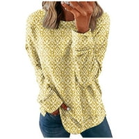 Bazyrey Plus Veličina dugih rukava Trendy Solid labavi bluze Okrugli vrat Casual Bluzes Yellow XL