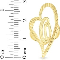 Floreo 10k žuti zlato A-Z Kurzivno pismo i srčani prsten, veliko srce