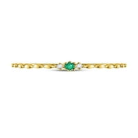 Zlatna zvezda 10kt Žuto zlato Žene okrugli smaragdni solitaire Diamond-Accent Spuštaj prsten. CTTW