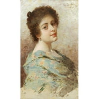 Charles Landelle Black Ornate Wood Framed Double Matted Museum Art Print Naslijed: portret mlade žene