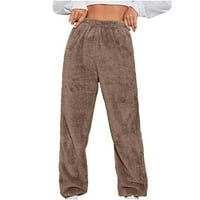Jalioing gamaše hlače za žene Fleece Slacks Full-Elastic Rise Toplih Cinch donje hlače laskave udobne