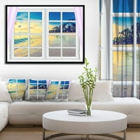 Art DesimanArt zatvoreni prozor za Ocean Sunset Pejzaž uokviren platnu umjetnost u.