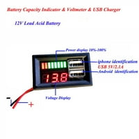 12V olovni kiselinski akumulatorski kapacitet baterije Indikatorna ploča Mjerač napona USB punjač Diy