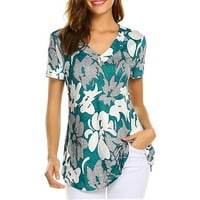 Ljetne košulje za žene Trendy cvjetni print Elegantne tunike Vruće V izrez kratki rukav plus veličina