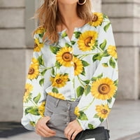 Bluze za žene Ženska novo casual labav rukav rukav modni fragmentirani ružin suncokret košulja na vrhu