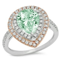 2.5ct kruška rez zeleni simulirani dijamant 14k bijeli ružin zlato gravirajući egraviranje godišnjice