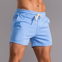 Lilgiuy muške čvrste pamučne pamučne pantalone Sportska elastična srednja struka čipke kratke hlače