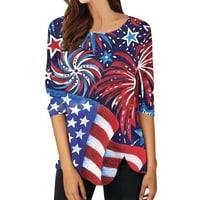 Američke zastave Slatke vrhove za ženske majice kratkih rukava na majicama okrugli vrat dugme za tisak