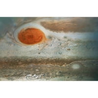 Crni moderni uokvireni muzej umjetnički print pod nazivom - Jupiters Great Crveno mesto pregledno od